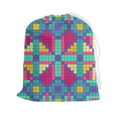 Checkerboard-squares-abstract--- Drawstring Pouch (2xl) by Semog4