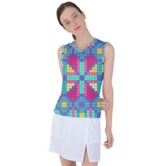 Checkerboard-squares-abstract--- Women s Sleeveless Sports Top