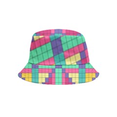 Checkerboard-squares-abstract--- Bucket Hat (kids) by Semog4
