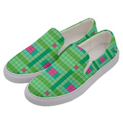 Checkerboard-squares-abstract-- Men s Canvas Slip Ons by Semog4