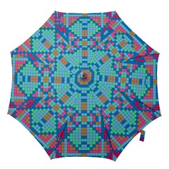 Checkerboard-squares-abstract Hook Handle Umbrellas (medium) by Semog4