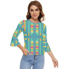 Checkerboard-squares-abstract- Bell Sleeve Top