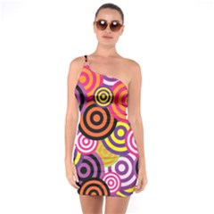 Abstract-circles-background-retro One Shoulder Ring Trim Bodycon Dress by Semog4