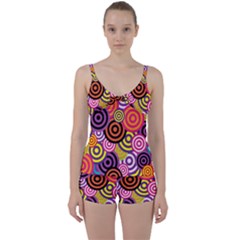 Abstract-circles-background-retro Tie Front Two Piece Tankini by Semog4