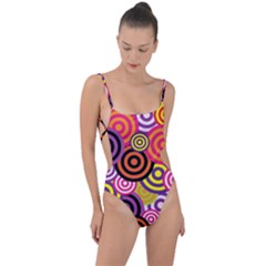 Abstract-circles-background-retro Tie Strap One Piece Swimsuit by Semog4