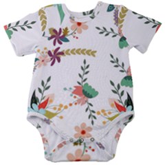 Floral-backdrop-pattern-flower Baby Short Sleeve Bodysuit by Semog4