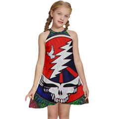 Grateful Dead Kids  Halter Collar Waist Tie Chiffon Dress by Semog4