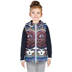 Grateful Dead Skull Rose Kids  Hooded Puffer Vest by Semog4