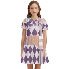 Abstract Shape Color Gradient Kids  Bow Tie Puff Sleeve Dress by Semog4