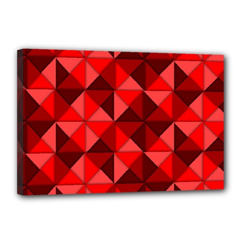 Red Diamond Shapes Pattern Canvas 18  X 12  (stretched) by Semog4