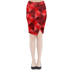 Red Diamond Shapes Pattern Midi Wrap Pencil Skirt by Semog4