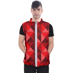 Red Diamond Shapes Pattern Men s Puffer Vest by Semog4