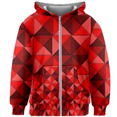 Red Diamond Shapes Pattern Kids  Zipper Hoodie Without Drawstring by Semog4