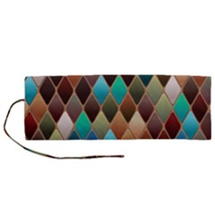Diamond Shapes Pattern Roll Up Canvas Pencil Holder (m)