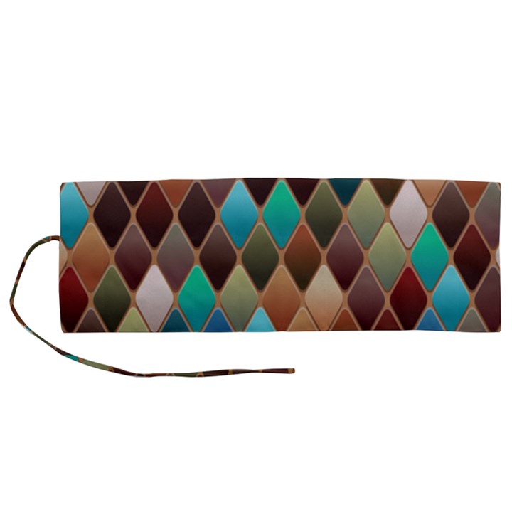 Diamond Shapes Pattern Roll Up Canvas Pencil Holder (M)