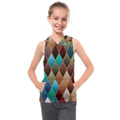 Diamond Shapes Pattern Kids  Sleeveless Hoodie by Semog4