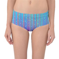 Blue Magenta Speckles Line Mid-waist Bikini Bottoms by Semog4