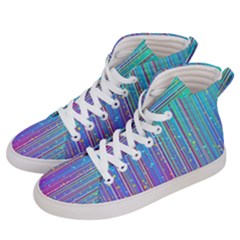 Blue Magenta Speckles Line Men s Hi-top Skate Sneakers by Semog4