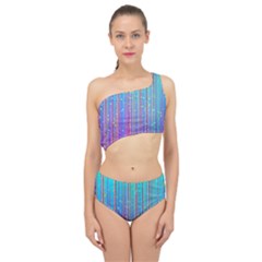Blue Magenta Speckles Line Spliced Up Two Piece Swimsuit by Semog4