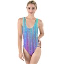 Blue Magenta Speckles Line High Leg Strappy Swimsuit View1