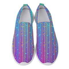 Blue Magenta Speckles Line Women s Slip On Sneakers by Semog4