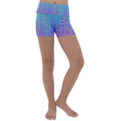 Blue Magenta Speckles Line Kids  Lightweight Velour Yoga Shorts by Semog4