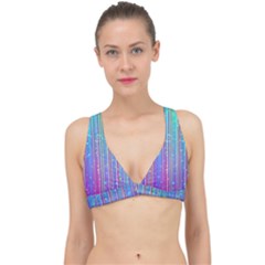 Blue Magenta Speckles Line Classic Banded Bikini Top by Semog4