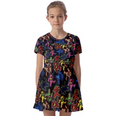 Grateful Dead Pattern Kids  Short Sleeve Pinafore Style Dress
