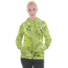 Seamless Pattern Green Garden Women s Hooded Pullover