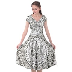 Vector Mandala Drawing Decoration Cap Sleeve Wrap Front Dress