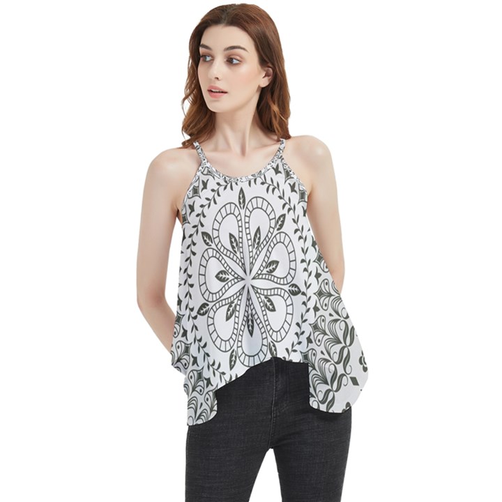 Vector Mandala Drawing Decoration Flowy Camisole Tank Top