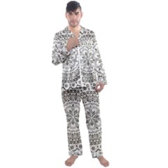 Vector Mandala Drawing Decoration Men s Long Sleeve Satin Pajamas Set