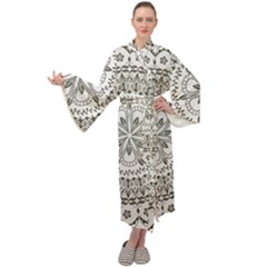 Vector Mandala Drawing Decoration Maxi Velvet Kimono