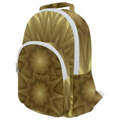 Background Pattern Golden Yellow Rounded Multi Pocket Backpack