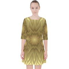 Background Pattern Golden Yellow Quarter Sleeve Pocket Dress