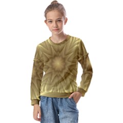 Background Pattern Golden Yellow Kids  Long Sleeve Tee With Frill 