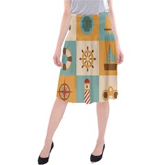 Nautical Elements Collection Midi Beach Skirt by Semog4