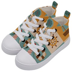 Nautical Elements Collection Kids  Mid-top Canvas Sneakers