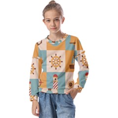 Nautical Elements Collection Kids  Long Sleeve Tee With Frill 