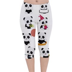 Playing Pandas Cartoons Velvet Capri Leggings  by Semog4