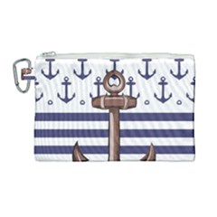 Anchor Background Design Canvas Cosmetic Bag (large) by Semog4