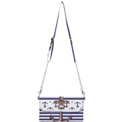 Anchor Background Design Mini Crossbody Handbag