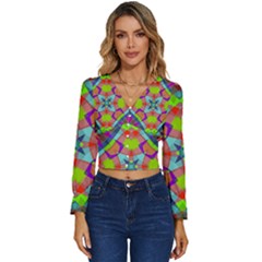 Farbenpracht Kaleidoscope Pattern Long Sleeve V-neck Top by Semog4