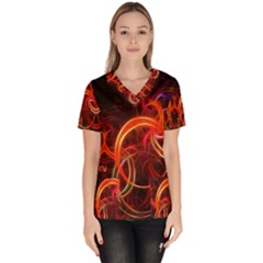 Background Fractal Abstract Women s V-neck Scrub Top by Semog4