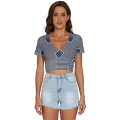 Construction Background Geometric V-neck Crop Top by Semog4