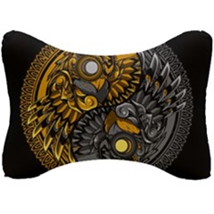 Yin Yang Owl Doodle Ornament Illustration Seat Head Rest Cushion by Semog4