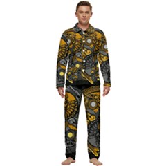 Yin Yang Owl Doodle Ornament Illustration Men s Long Sleeve Velvet Pocket Pajamas Set