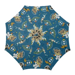 Seamless Pattern Funny Astronaut Outer Space Transportation Golf Umbrellas by Semog4