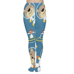 Seamless Pattern Funny Astronaut Outer Space Transportation Tights by Semog4