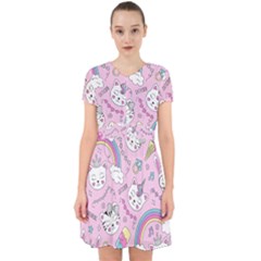 Beautiful Cute Animals Pattern Pink Adorable In Chiffon Dress by Semog4